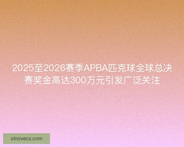 2025至2026赛季APBA匹克球全球总决赛奖金高达300万元引发广泛关注